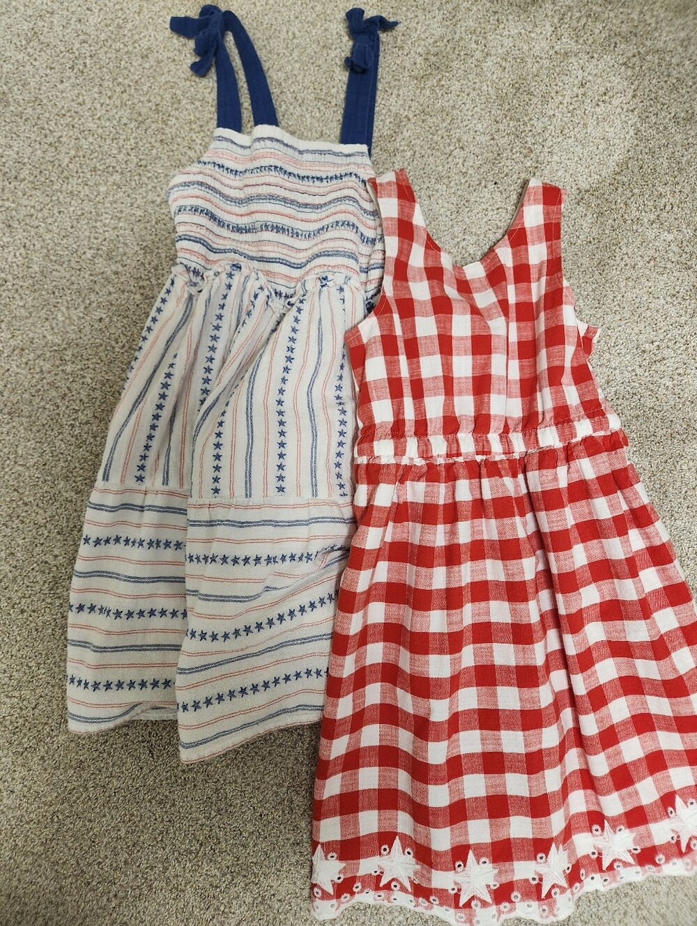Two Target Cat And Jack Patrotic Red White And Blue Summer Dresses for Girls 7/8